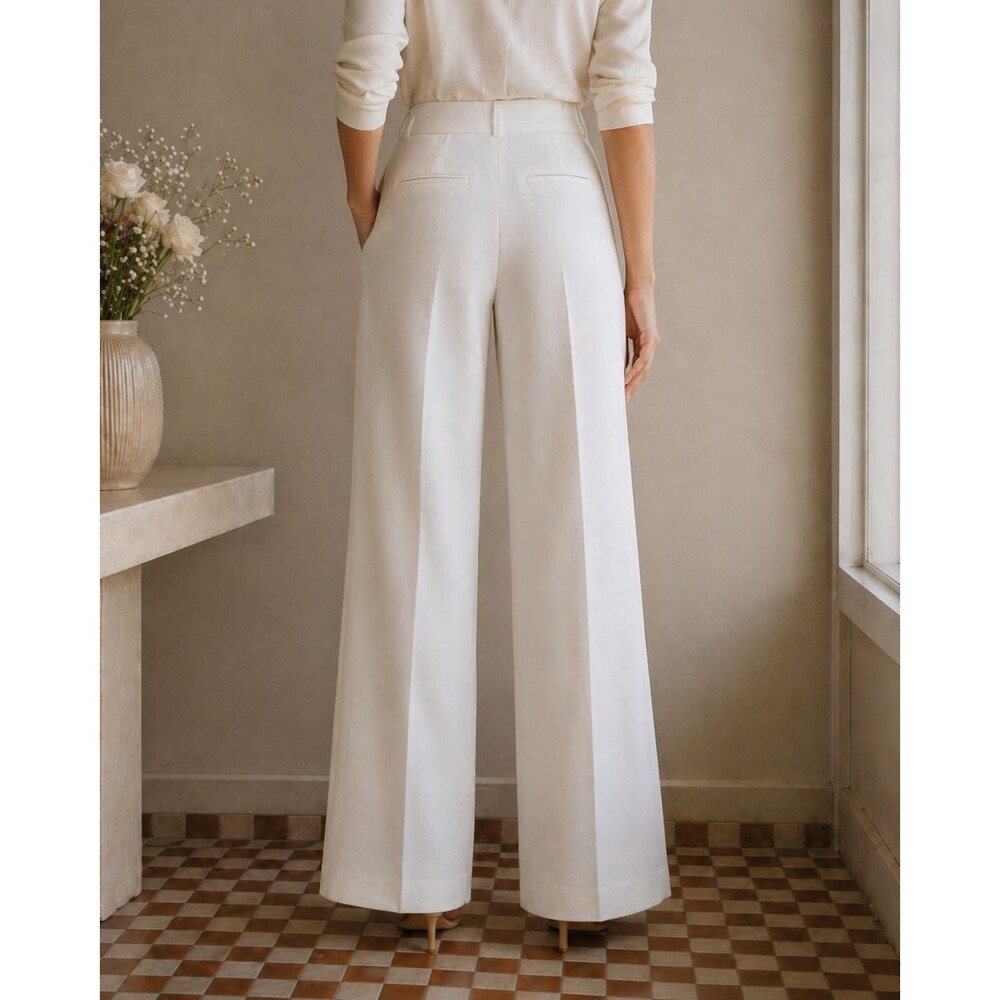 LTD White Wide Leg Sailor Pants Fully Lined Decorative Buttons Size 0 / W30 - Picture 2 of 16